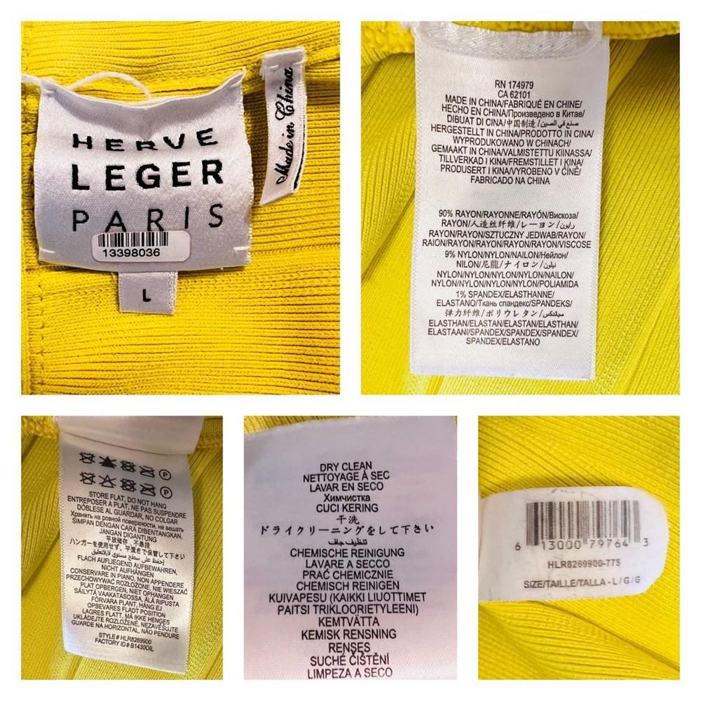 HERVE LEGER Stretchy Bandage Mini Dress in Yellow - Picture 11 of 11